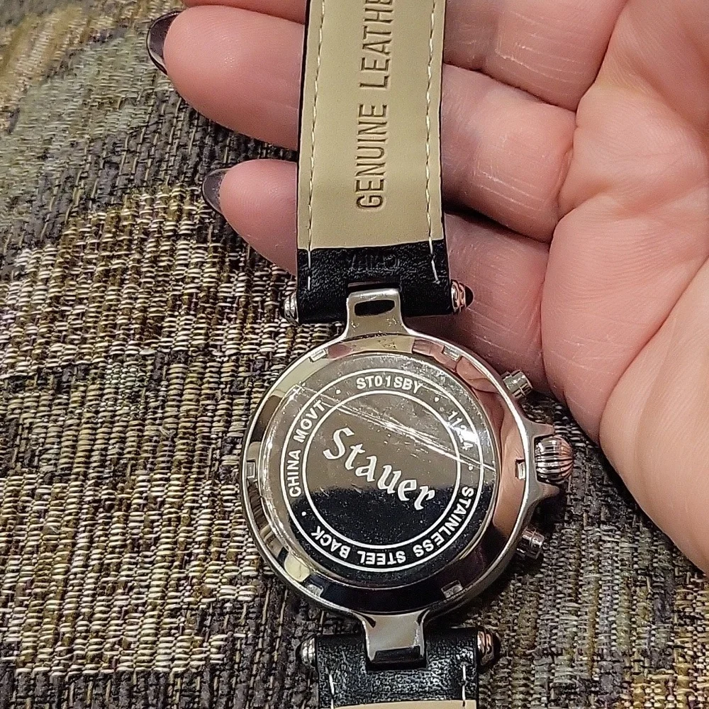 Stauer Watch Stainless Steel With Leather Strap